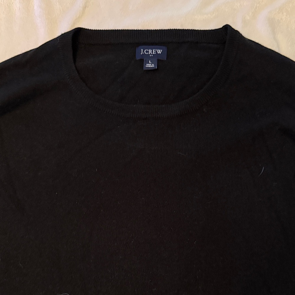 J. Crew Men's Black Crewneck Merino Sweater - Large